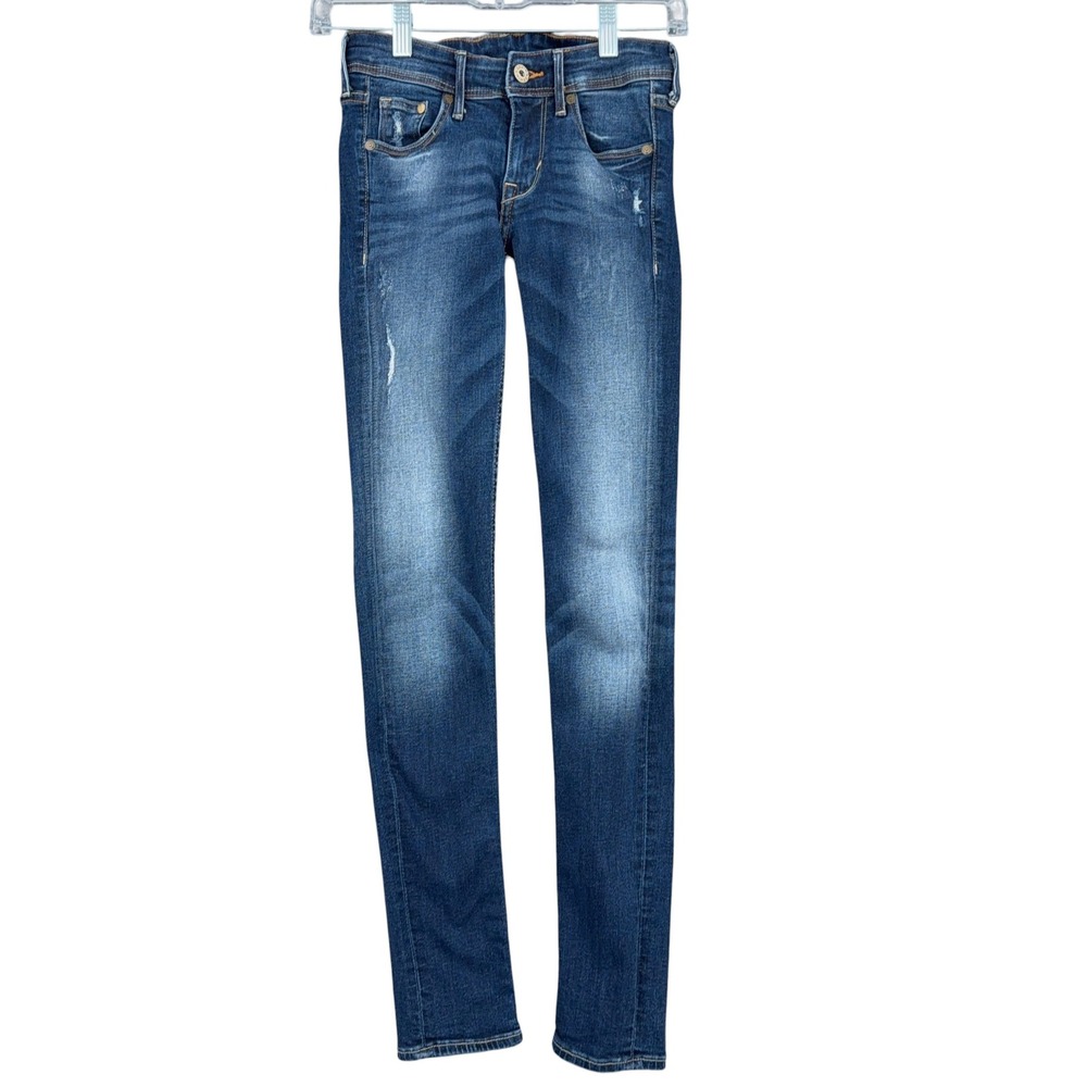 H&M &Denim Skinny Low Waist Women 24 Cotton Elastane Dark Blue Wash Jeans